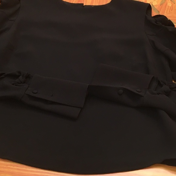 CATHERINE MALANDRINO cut-out black silk long sleeve Blouse Sz.XS - Picture 7 of 12